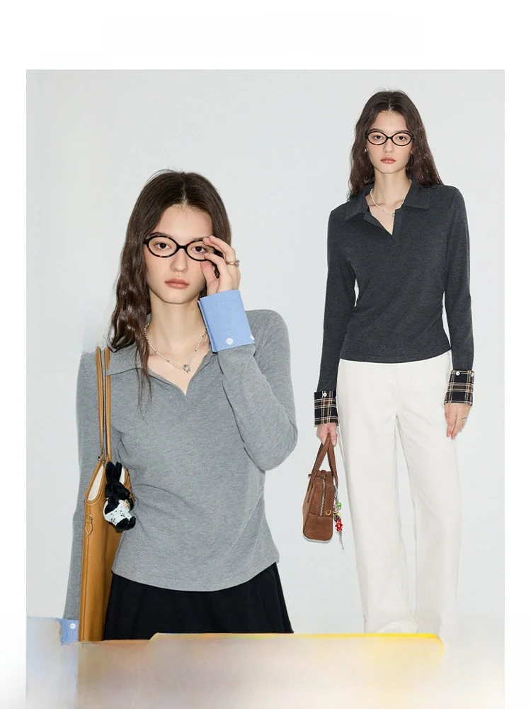 

plus Size Women's Long Sleeve T-Shirt Base Shirt Slimming Inner Wear Top Knittedwear Casual Style Breathable Skin-Friendly