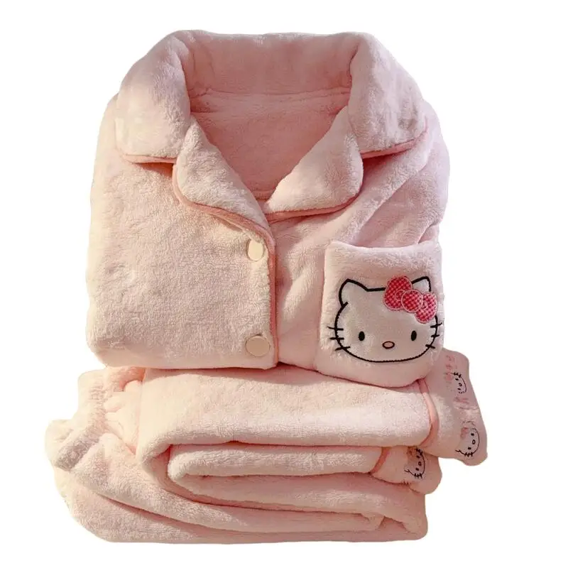 

Новый Sanrio Hello Kitty Pompompurin, милые креативные утолщенные бархатные пижамы из аниме-фильма, персонализированный теплый комплект домашней одежды с героями мультфильмов