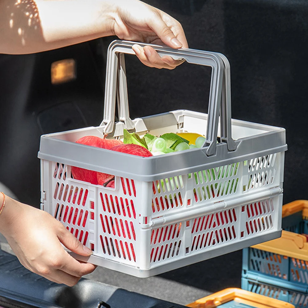 

Foldable Storage Basket Large Capacity Plastic Collapsible Box Kids Toys Books Snack Organizer Space Saving Handle Carry Case