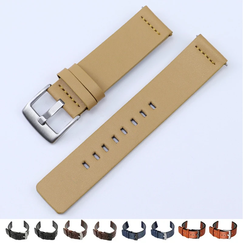 20mm 22mm Leather Band for Samsung Galaxy Watch Strap 6 5 4 40mm 44mm Active 2 Gear S3 Bracelet for Amazfit Huawei Watch Correa