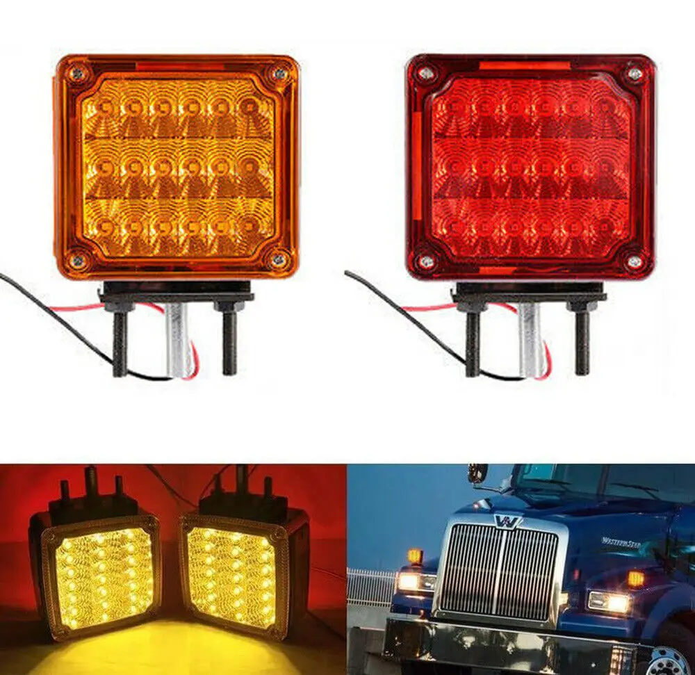 2PCS Trailer Light Dual Face Marker Stop Turn Signal Side Lights 39LED Truck Brake Reverse Lamp Daytime Driving ACCESSORIES