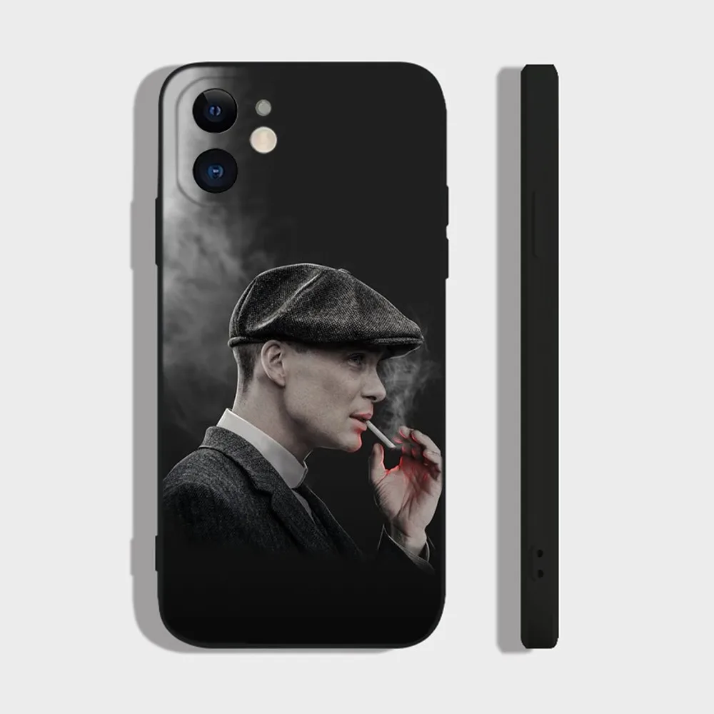 T-Thomas S-Shelby Phone Case For iPhone 14,13,12 Mini 11 Pro XR,X,XS,MAX 6S,7,8 Plus Silicone Cover Soft black