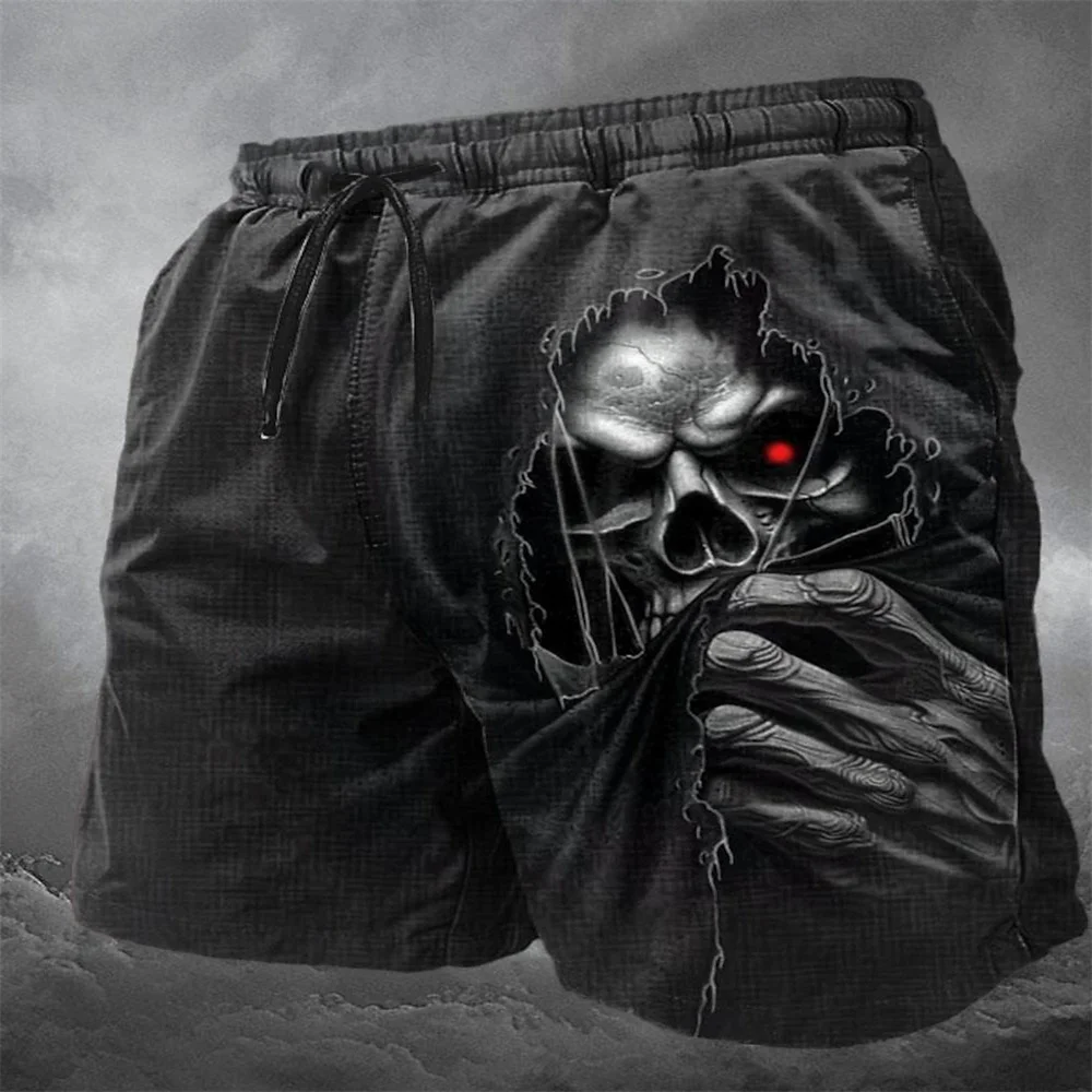 Fashion Skull 3D Print Beach Shorts Men Women Summer Hip Hop Oversized Surfing Board Sport Pants Swimsuits Trunks Kids Clothing