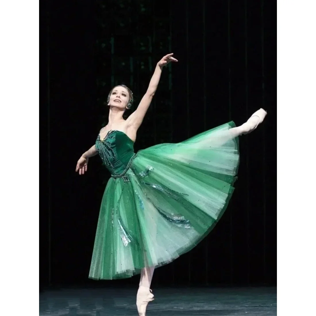 

Children Ballet Skirt Swan Lake Performance Dress Green Velet Long Ballet Dress Girls Ballet Leotards For Women Ballerina Dress