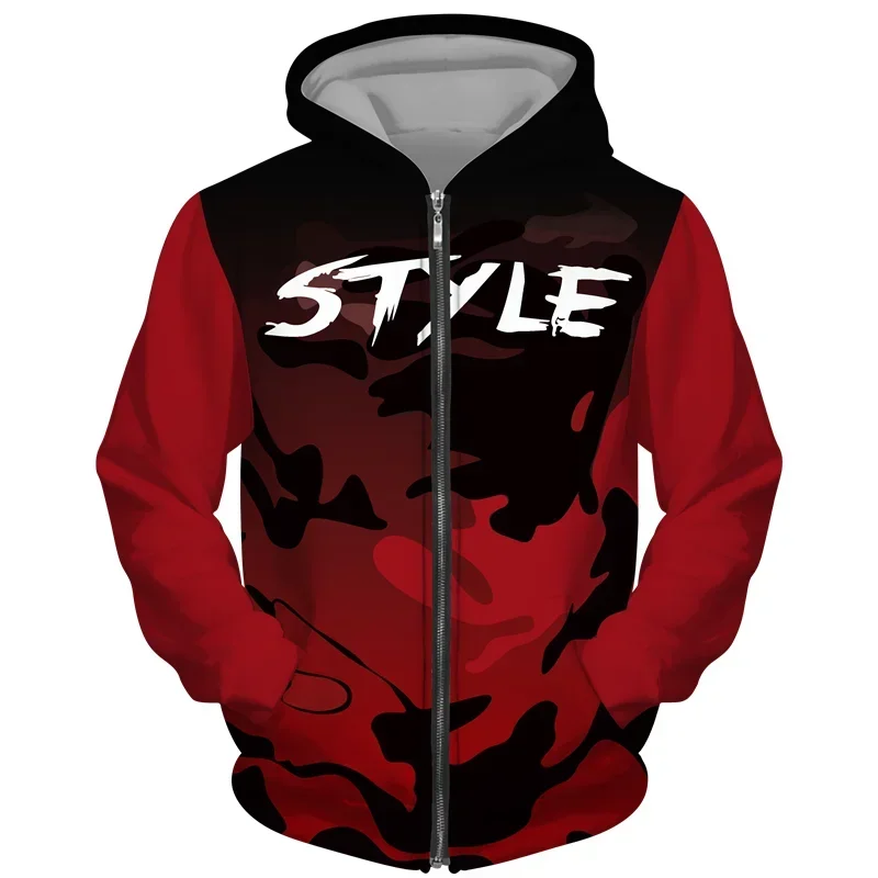 Men Zipper Hoodies Camouflage 3d Print Sweatshirts Men Hooded Casual Oversized Streetwear Hoodie Zip Sweatshirts Tracksuits Coat