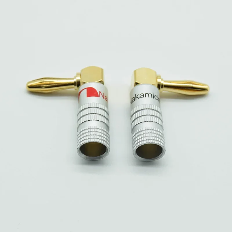 2PCS Gold-Plated 24K Banana Plugs  Right Angle 4mm Banana Plug For Video Speaker Adapter Audio Wire Cable Connector