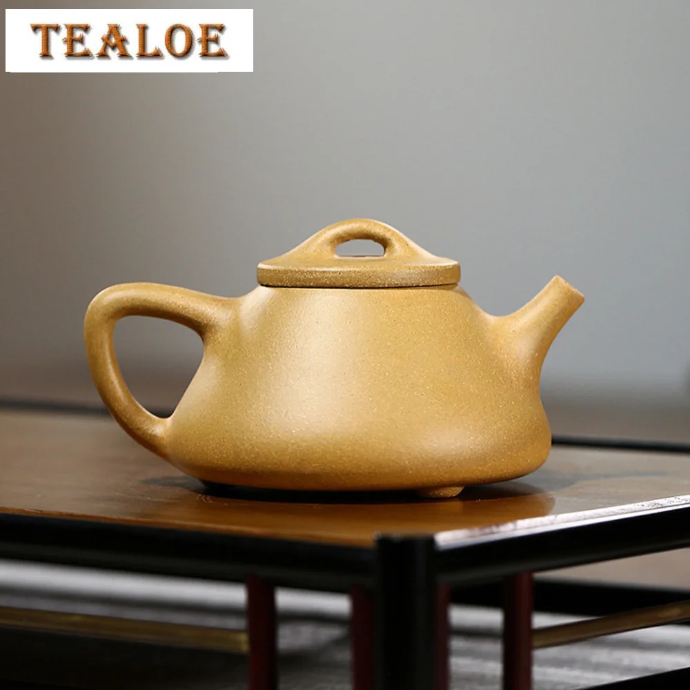 

120ML Retro Yixing Purple Clay Teapots Famous Artists Handmade Stone Scoop Pot Raw Ore Gold Section Mud Kettle Zisha Tea Set Cha