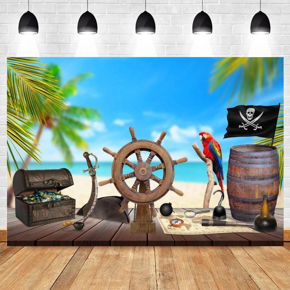 Pirate Treasure World แผนที่การถ่ายภาพฉากหลังเด็กวันเกิดตกแต่งพื้นหลังถ่ายภาพ Photoshoot Photo Studio