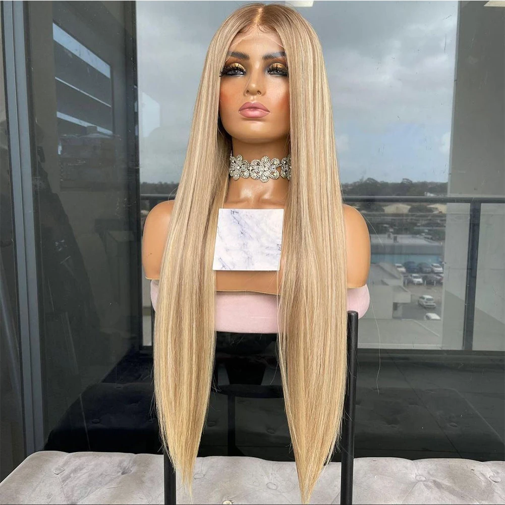 Highlight Wig Human Hair for Women Straight Lace Front Wig with Roots 13x4/13x6 HD Transparent Lace Frontal Wig 150% Virgin Hair