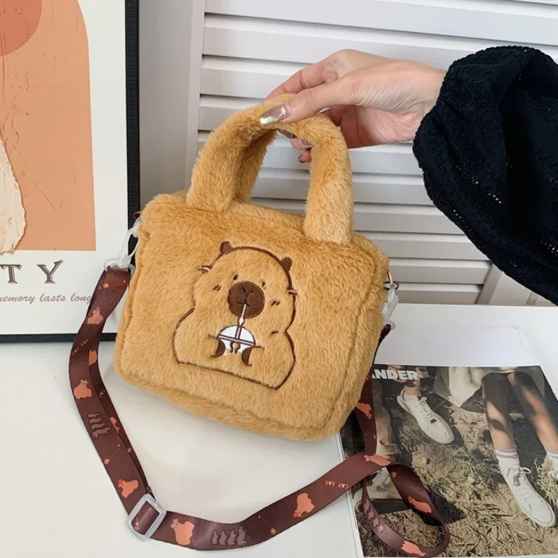 Cartoon Plush Bag Handbag Crossbody Anime Peripheral Products Cute Kapybara Plush Doll Bag Children\'s Crossbody Coin Bag