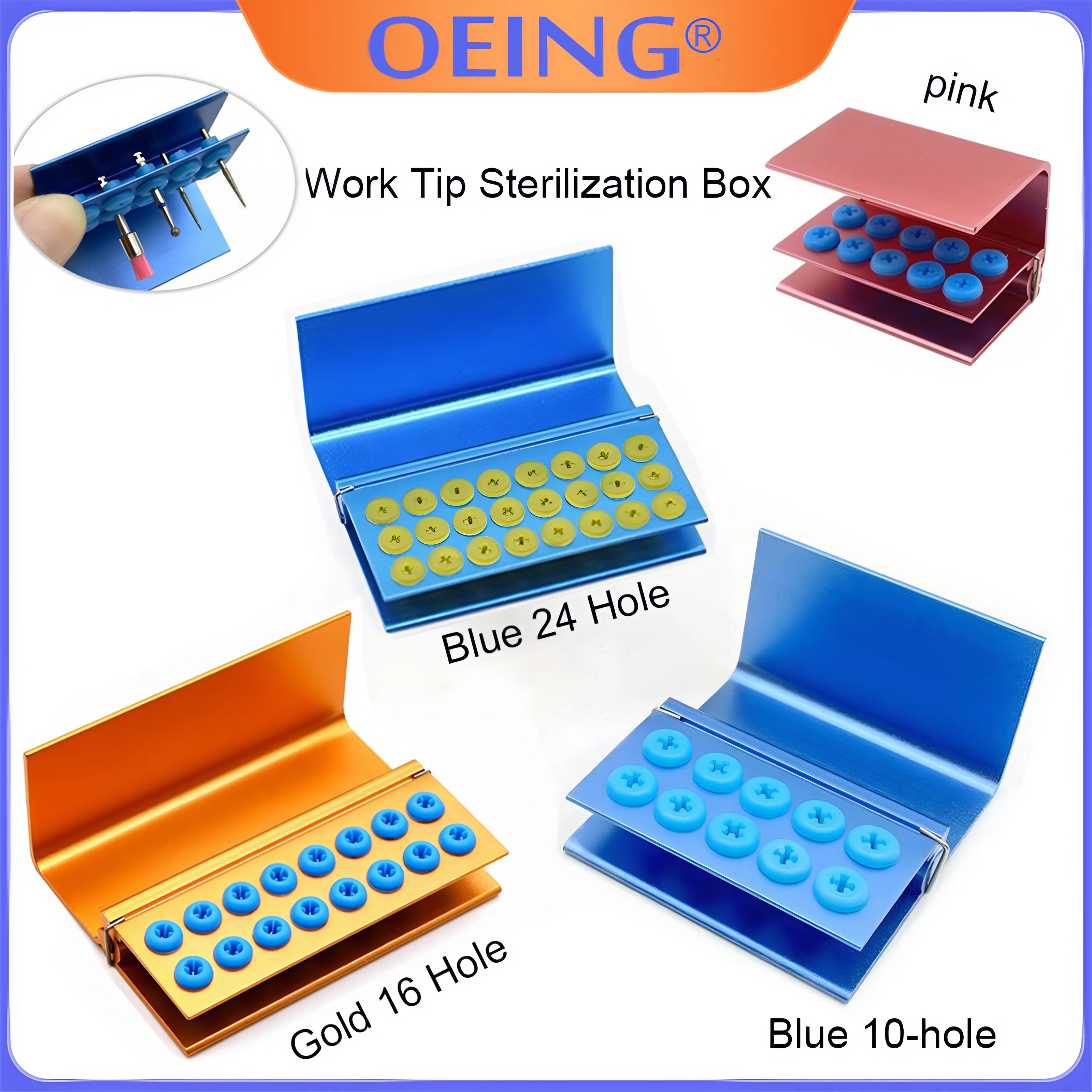 10/16/24 Holes Dental Burs Holder Block Dentistry Autoclavable Disinfection Box Dentist Burs Organizers  Dentist Tools