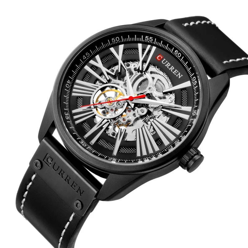 ساعة كورين 8299 ميكانيكية أوتوماتيكية للرجال مقاومة للماء مجوفة ميكانيكية للرجال