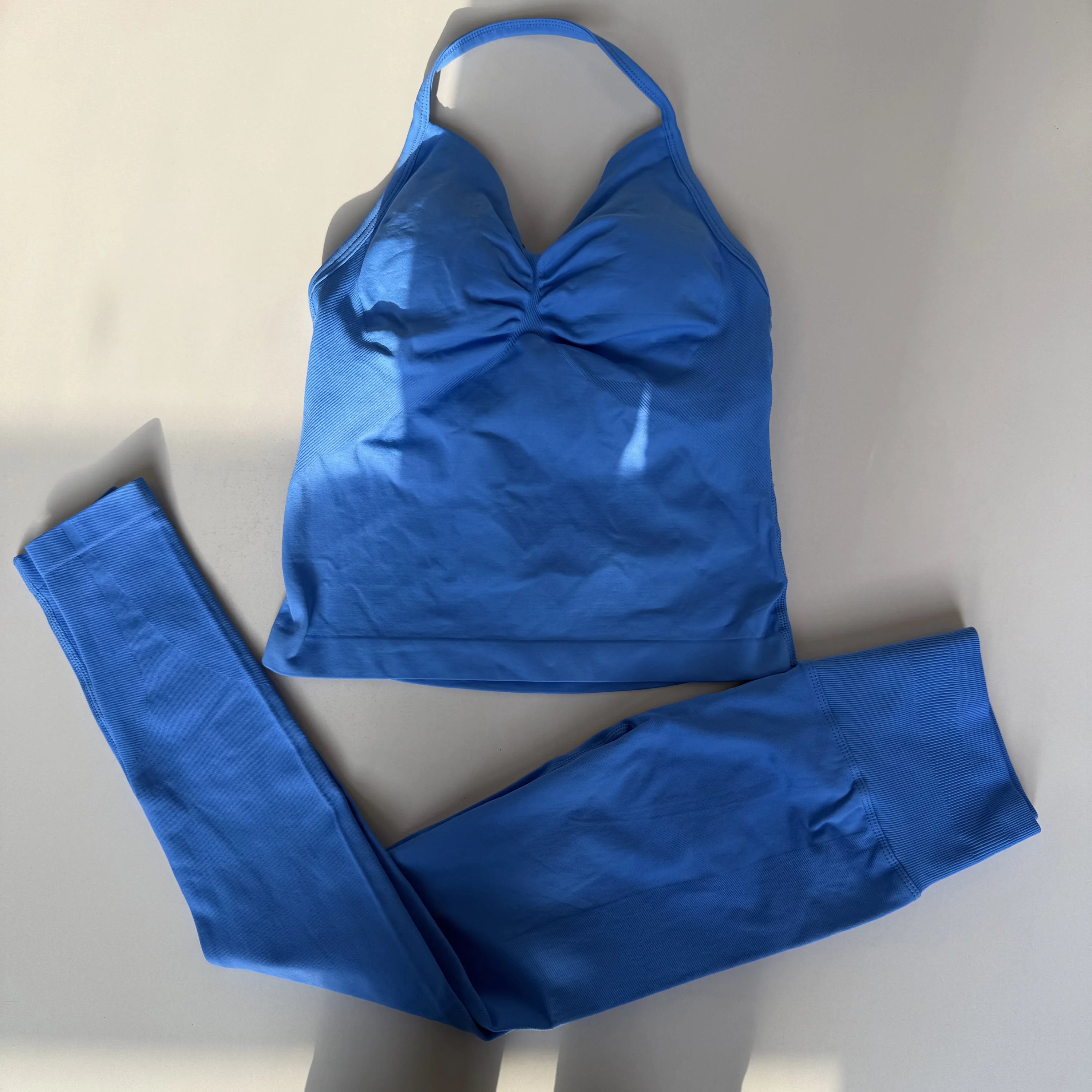 Stoßfester Sport-BH für Damen für professionelles Fitness-Training, rückenformendes Design, schnelltrocknend, Lauf-Outfit mit hoher Taille, Yoga-Set – Detail 9