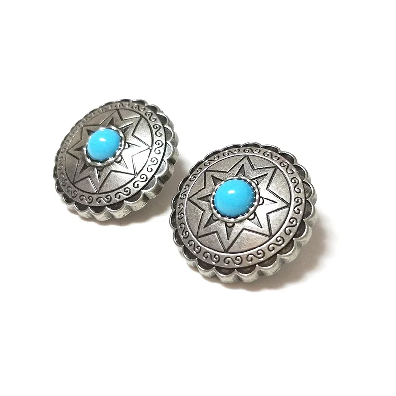 3pieces 29mm Retro Zinc Alloy Round Clothes Decorative Flowers Overcoat Buttons Pendant DIY Hair Jewelry Accessories