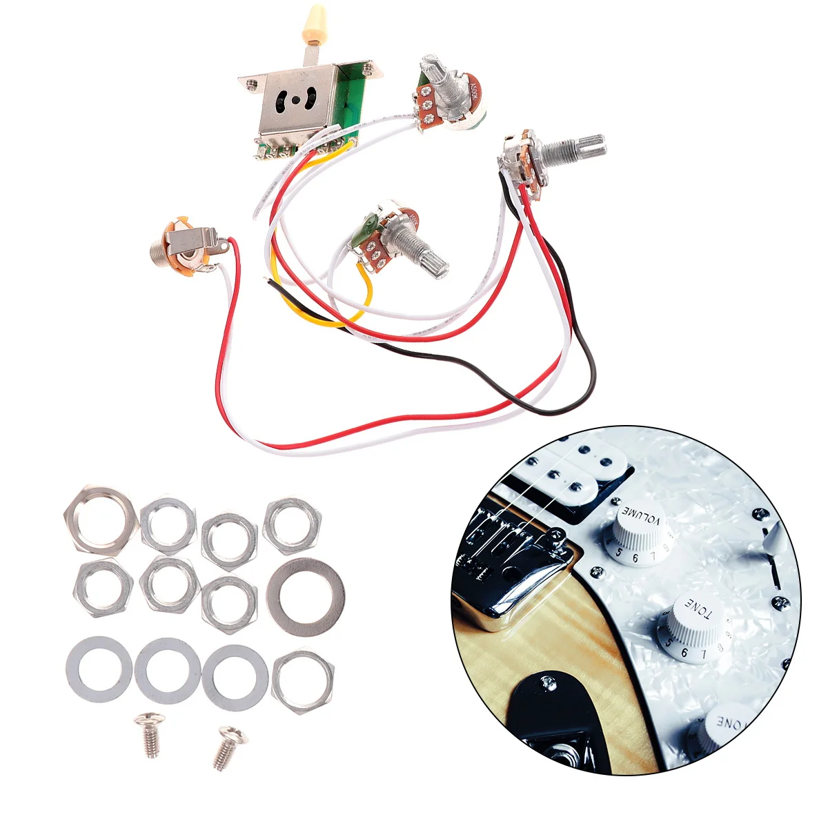 

Yellow Guitar Circuit Wiring Five-Speed Switch Socket Premium Electric Guitar Wiring Kit Bass Pickup Supplies Bass Pickup