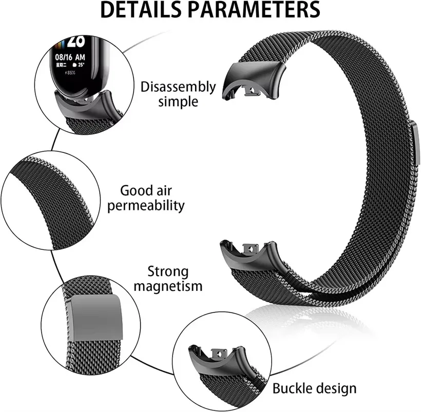 Strap For xiaomi Mi Band 8 global version accessorie Milanese Loop Replacement belt bracelet pulseira correa mi band 9 NFC strap