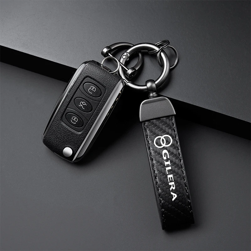 High-Grade Carbon Fiber Motorcycle Keychain Holder Keyring For Gilera GP800 Fuoco Nexus 500 Runner 50 125 200 Accessories