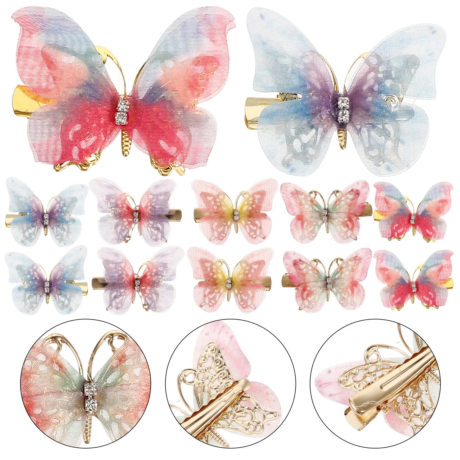 

10pcs Butterfly Clips Small Kids Hair Clips For Girls Women Barrettes Party Wedding Ceremony Everyday Wear Thin Hair Decorative