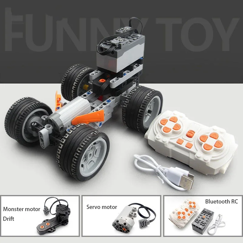 Monster Drift Car Bricks Toys/DIY Chassis Frame With Motor Bluetooth Electric Retrofit Compatible With LEGO Building Blocks
