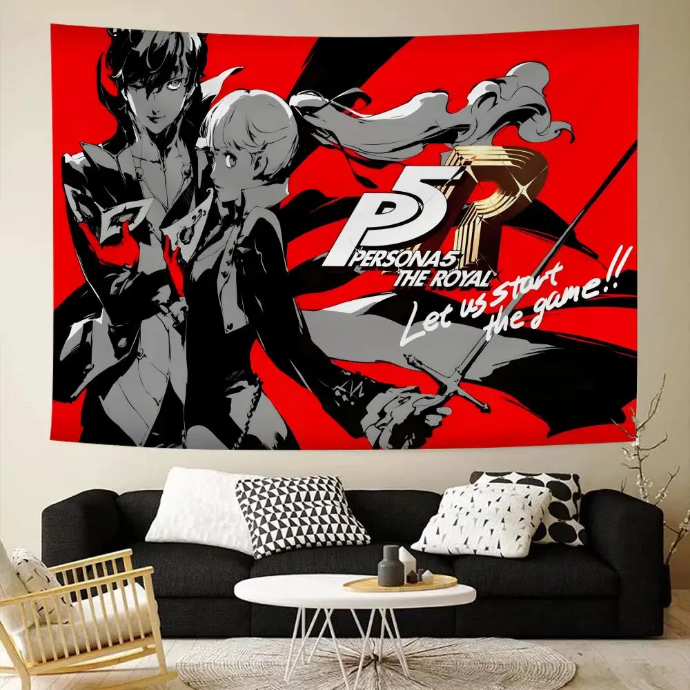 Cool anime game P-persona 5 Tapestry House Bedroom Living Bar Garden Microfiber Decoration Background