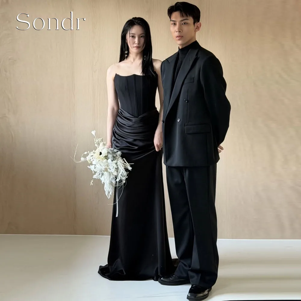 

Sondr Customized Elegant Black Korean Wedding Dresses Strapless Floor-Length Bridal Photo Shoot Gown Bridal Wedding Gown 2026