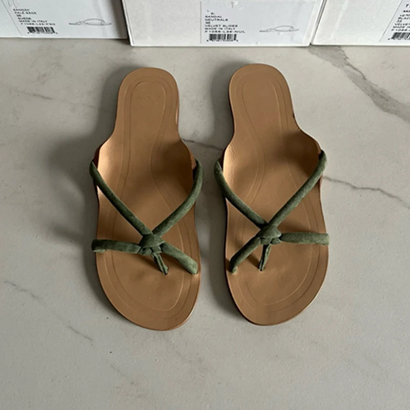 

Maxdutti Summer Shoes Women Minimalist Flat Slippers Sandals French Elegant Genuine Leather Commuting Casual Slippers Shoes