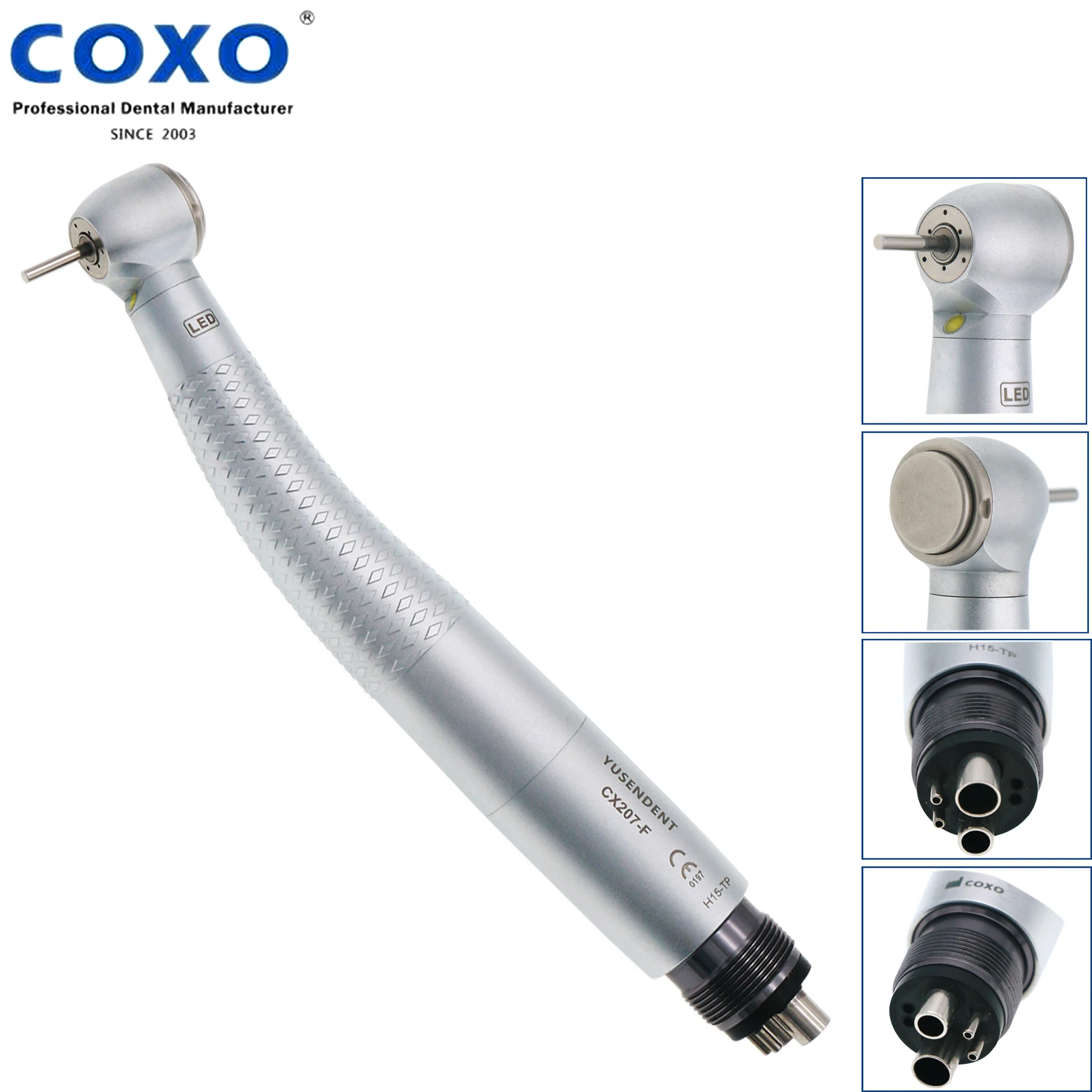 

COXO Dental LED Self Power High Speed Air Turbine CX207-F-TP M4 Spray Handpiece 4 Holes