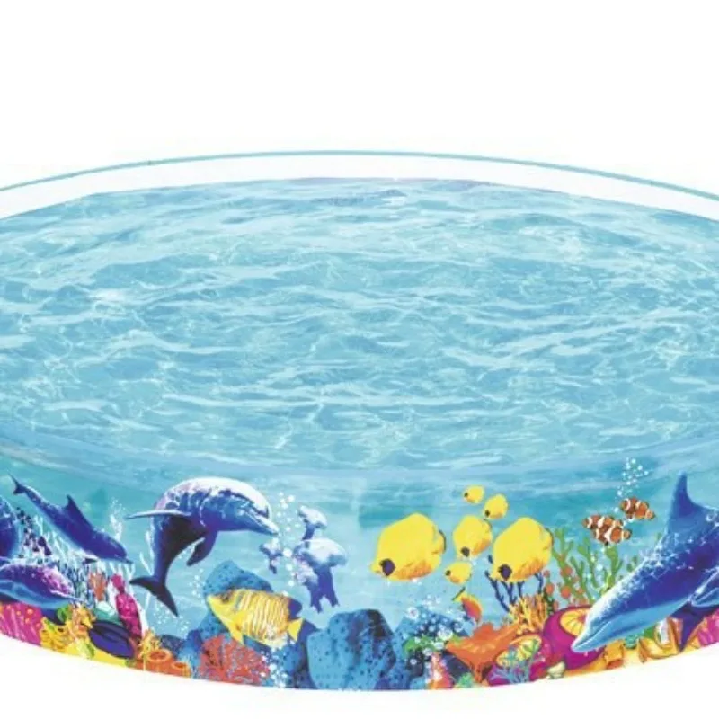 Family Inflatable Pool Circular Kids Water Play Center with Thick Rubber Base Drain Valve, Outdoor Splash Pad for Summer