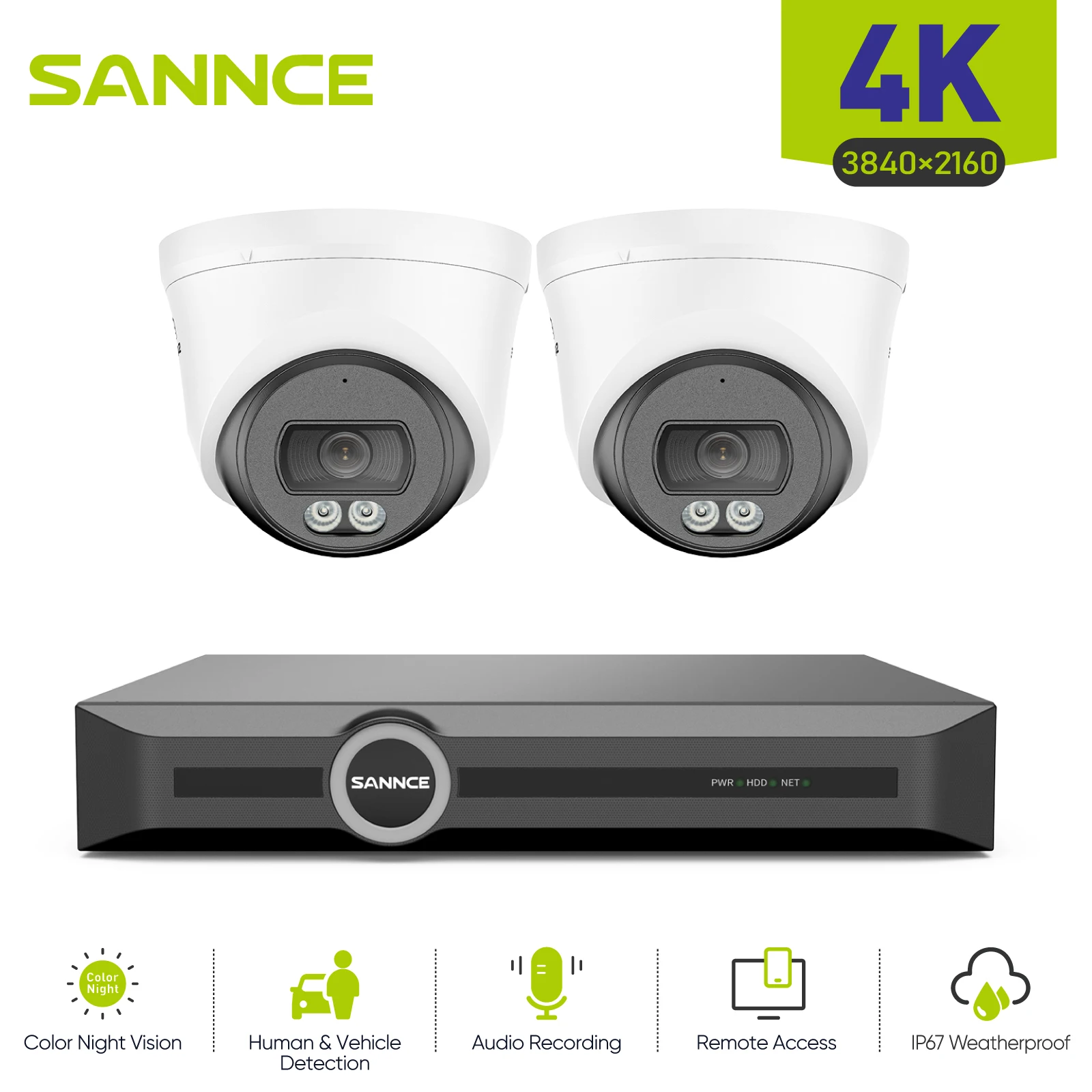 ANNKE 8MP 4K PoE Security Camera System, 8CH NVR Kit with AI Human/Vehicle Detection, 128° Wide Angle, Smart Dual-Light Night Vision, S+265 Compression, IP67, Remote Access