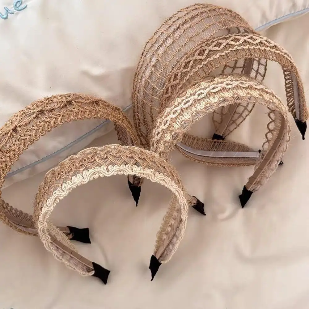 

NEW Fashion Hairband For Women Braided Patchwork Headband Beach Style Straw Headband Bohemian Hair Band Hand-woven Hair Hoops