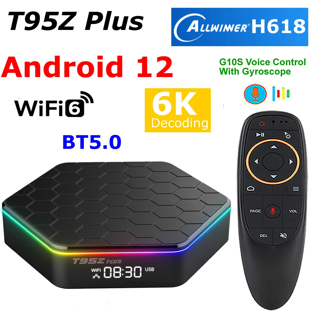 

Android 12 TV BOX T95Z Plus Allwinner H618 4G RAM 64G ROM Media Player 5G Dual WIFI6 802.11ax BT5.0 6K Decoding 4K Set Top Box