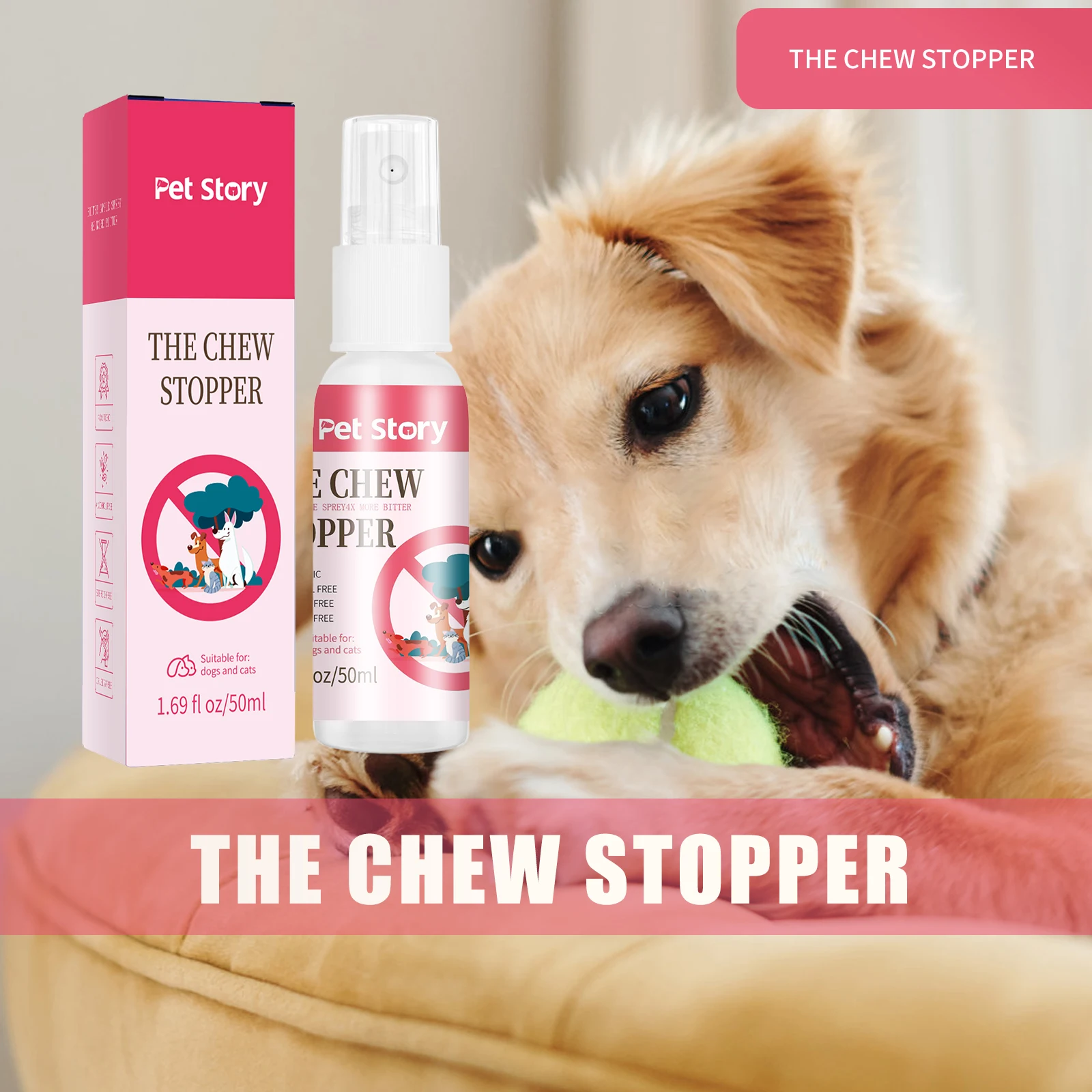 

50 Ml Pet Bite Prevention Spray, Preventing Cats & Dogs From Chewing And Scratching Furniture Training Aid Spray.