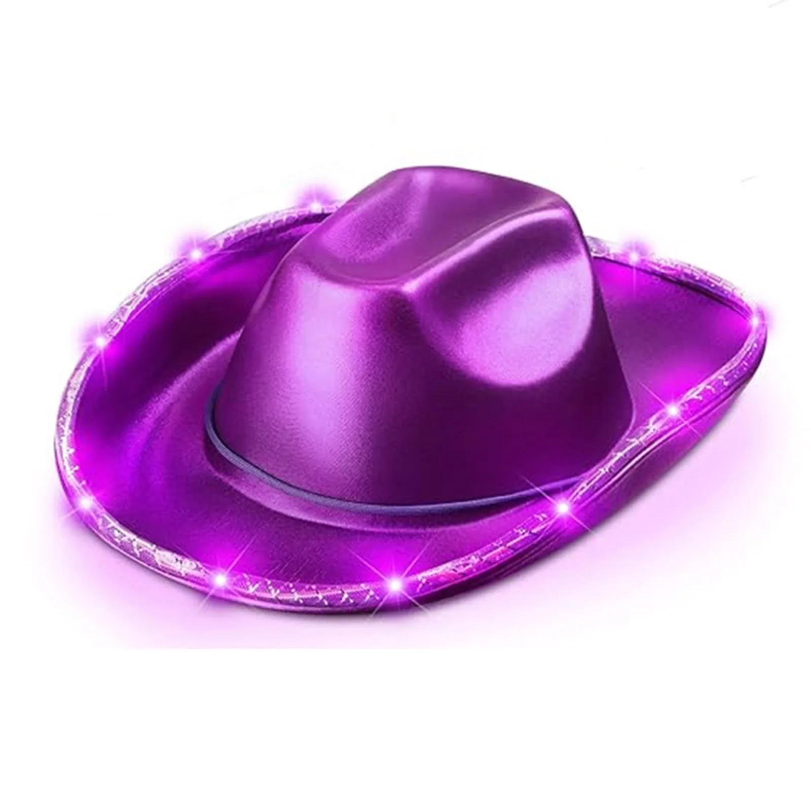 

Unisex Womens Mens Wide Brim Halloween Gilded Cloth Illuminated Cowboy Hat Costume Accessory Stylish Solid Cowgirl Hats