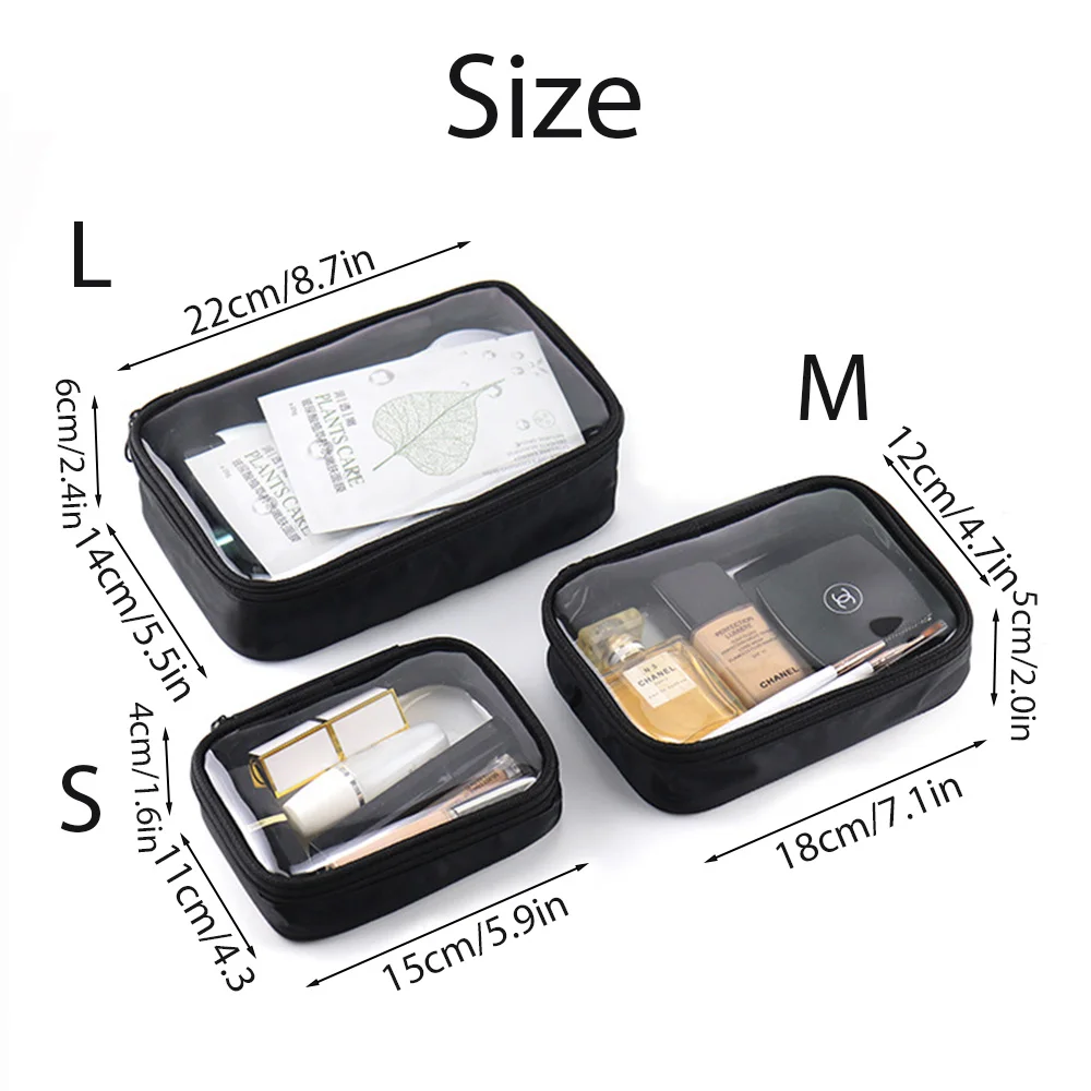 حقيبة مكياج شفافة للنساء، حقيبة أدوات الزينة المقاومة للماء، حقيبة حمل للمكياج، حقيبة تنظيم فرش أدوات الزينة، حقائب أدوات مكياج للسفر من مادة PVC