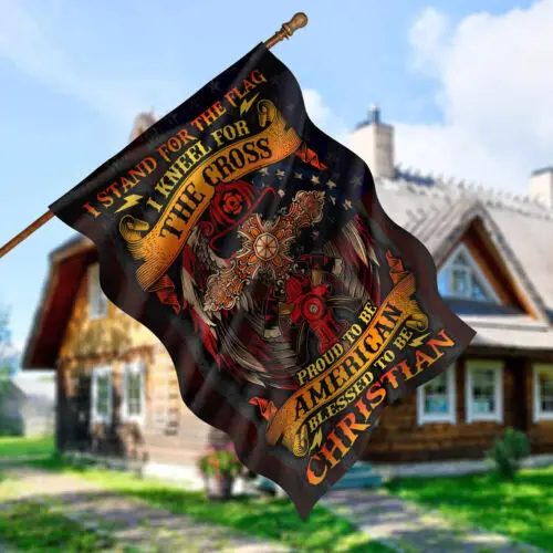 Stand for the Flag Kneel for the CrossFlag Firefighter American Garden Flag