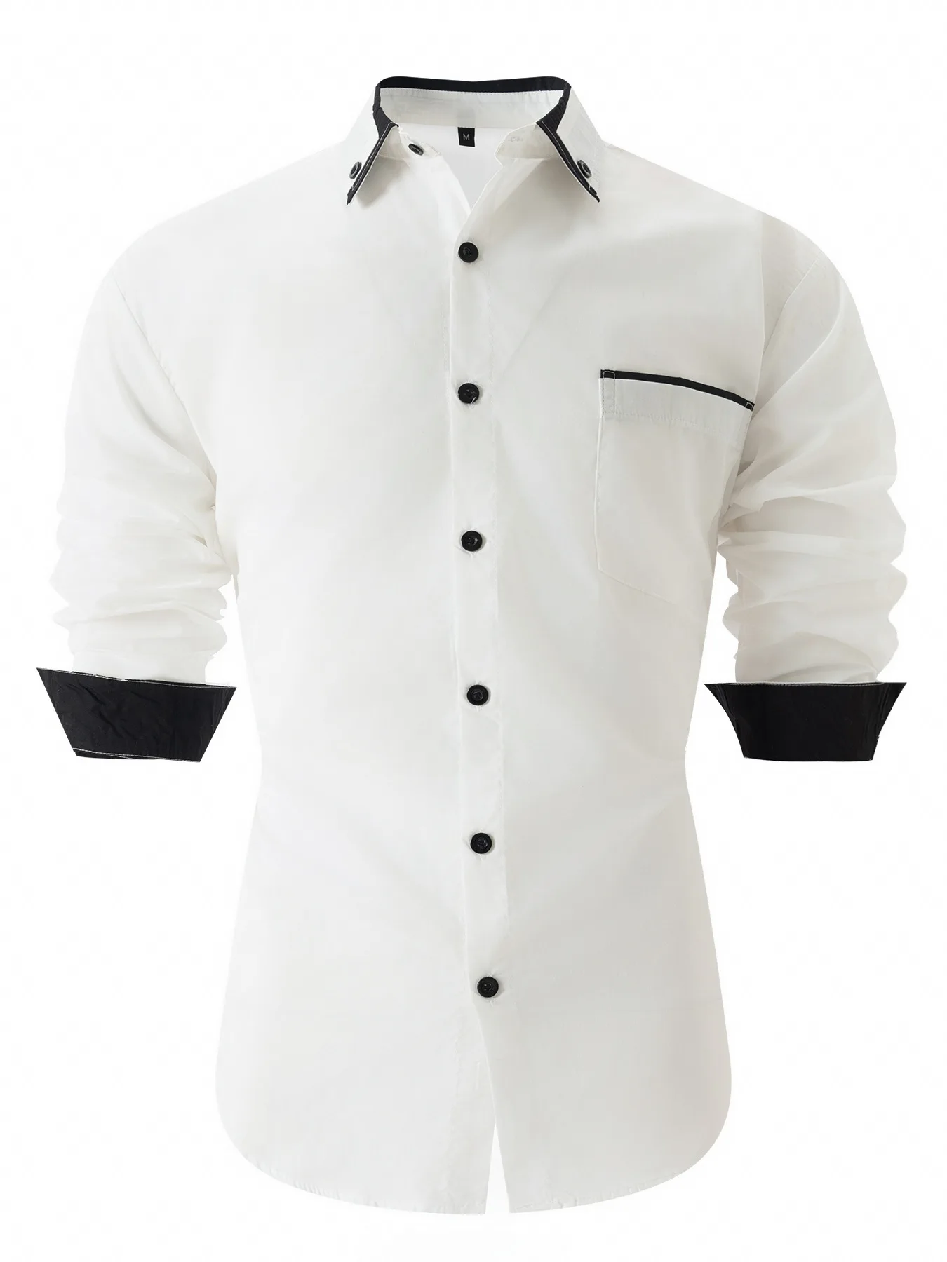 New men's Business casual Color Combination Loose long-sleeved Shirt