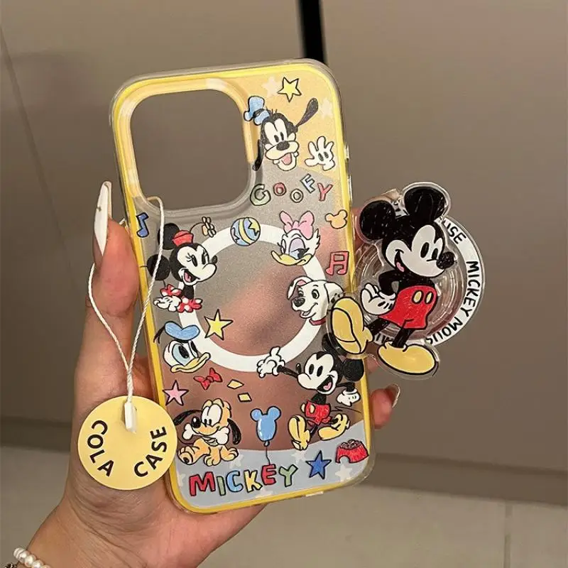 Mickeymouse iphone15Promax Case Kawaii Disney Cute Girl Phone Magnetic Bracket Creative Anti Drop Protective Case Holiday Gifts