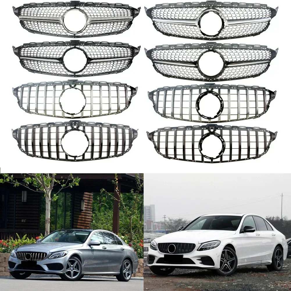 

Front Racing Billet Bumper Grille Upper Facelift Grill For Mercedes-Benz W205 C-Class 2015 2016 2017 2018 2019 2020 2021