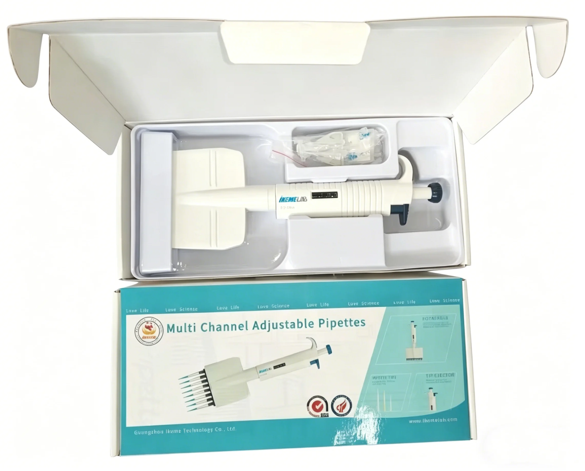 IKEME 8/12 Channel Adjustable Micropipette Manual Multichannel Lab Grade for School And Chemical Laboratory Use Fully Autoclavab
