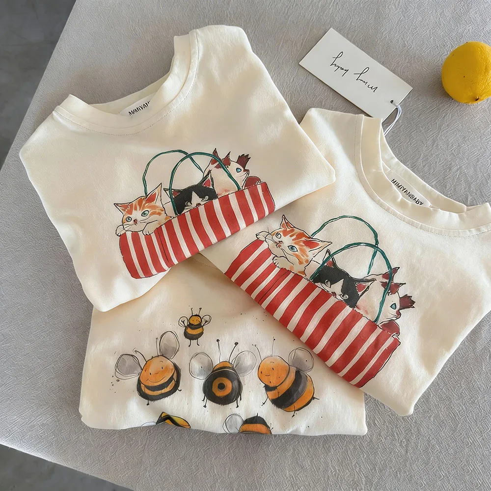 Children's Cartoon T-shirt 2025 Autumn Spring Long-sleeved Tees for Kids Cartoon Boys Girls Shirts Baby Bottom Toddler Outfits
