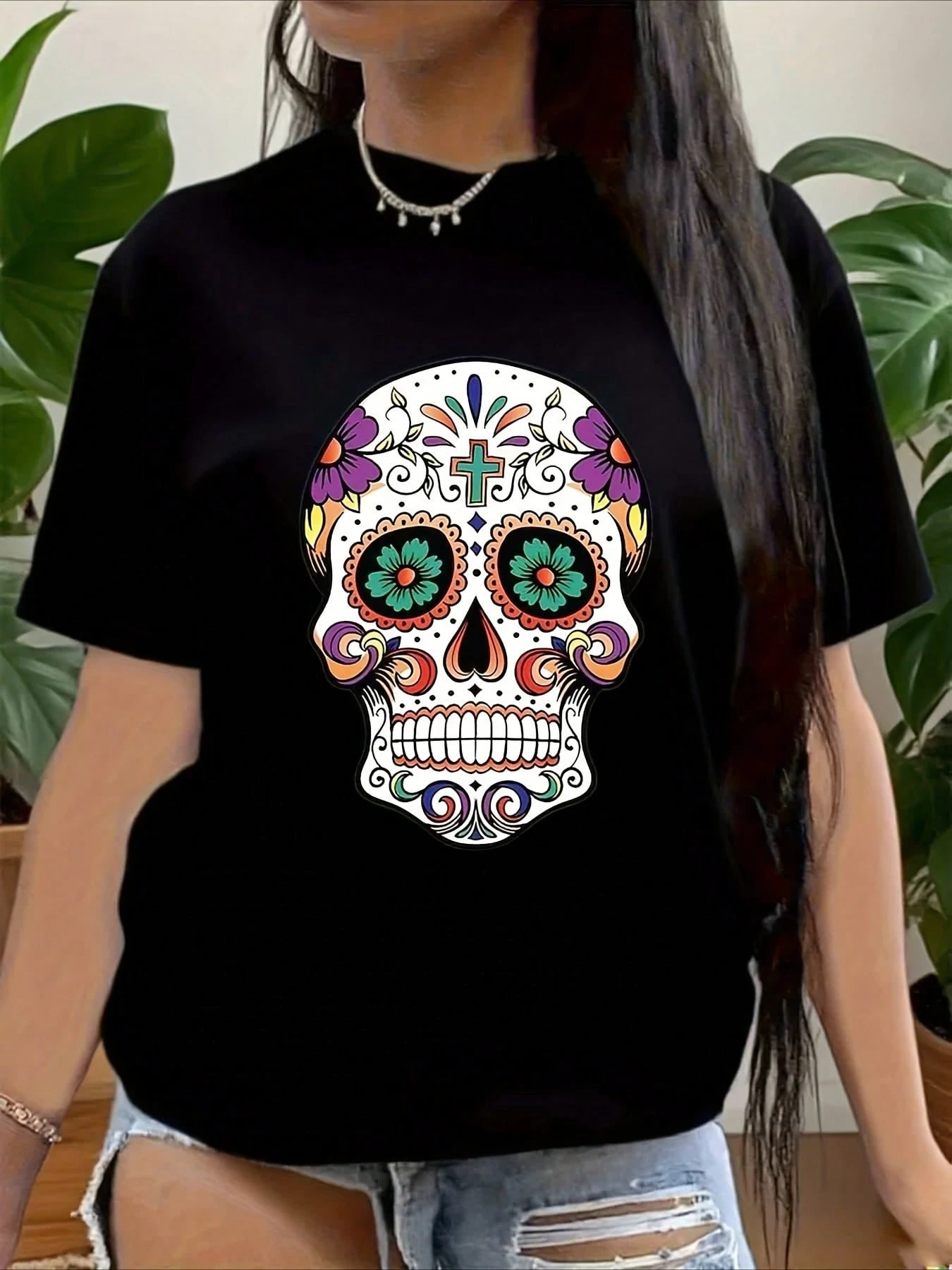 

Women's PLUS-size printed short-sleeved T-shirt, loose and casual, soft, comfortable and breathable, outdoor sports