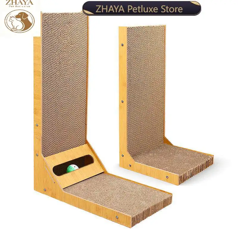 ZHAYA L Shaped Cat Scratching Pad Durable No Shedding Vertical Wall Mount Nail File Pet Toy Interactive Cat Supplies