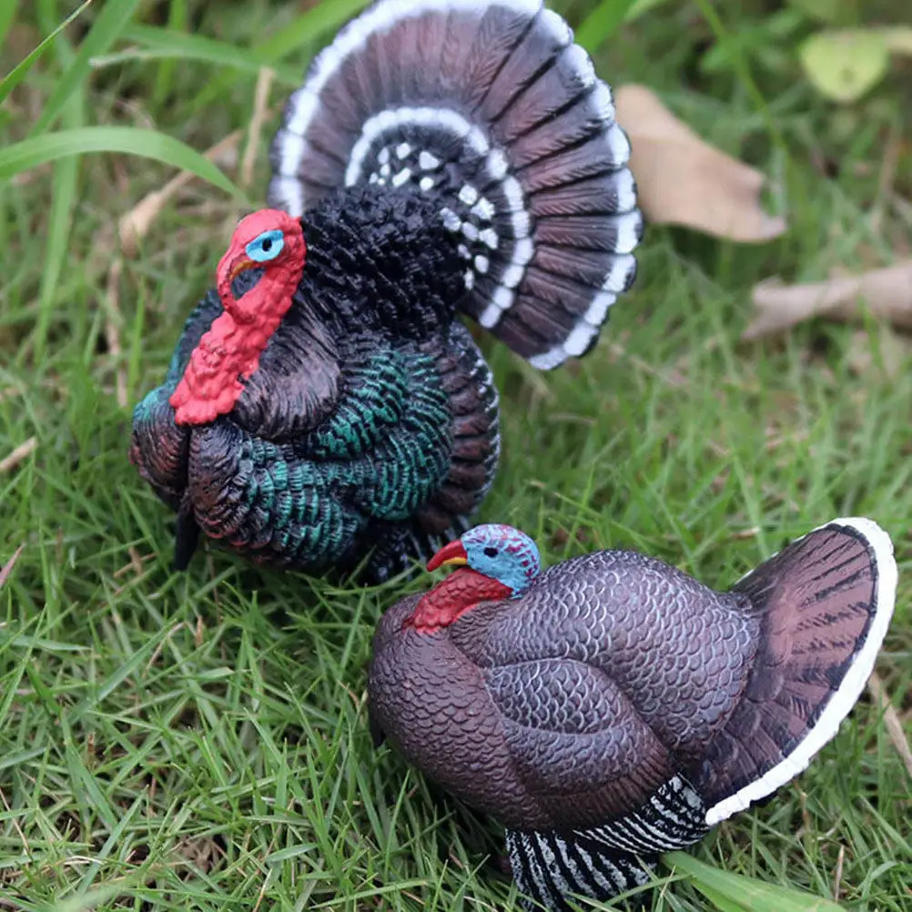 1Pcs Realistic Turkey Ornament Simulation Animal Decoration Creative Wildlife Accent Home Office Room Desk Adornment