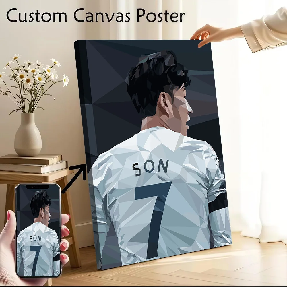 Son Heung Min Printed Canvas Poster Custom Pictures Wall Art Canvas Painting for Living Room Decoration Gaming Home Decorations