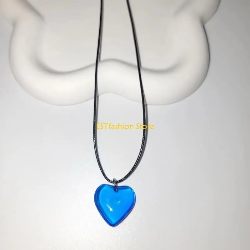 Y5GC Simple Loves Pendant Clavicle Chain Adjustable Black Rope Cold Wind Necklace