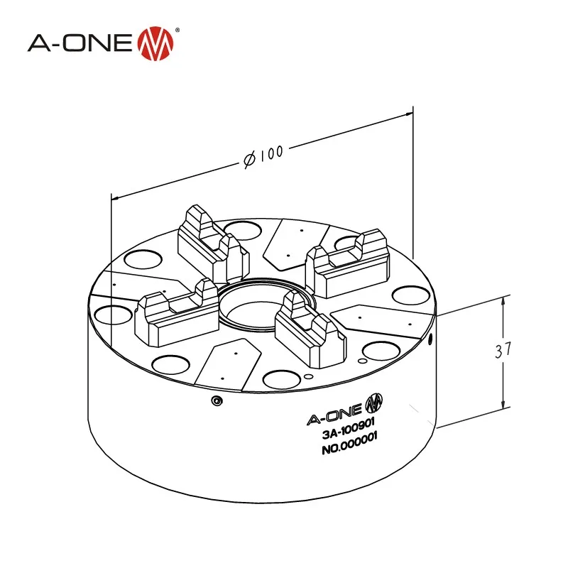 A-ONE ITS work holding D100 pneumatic chuck for CNC milling 3A-100901