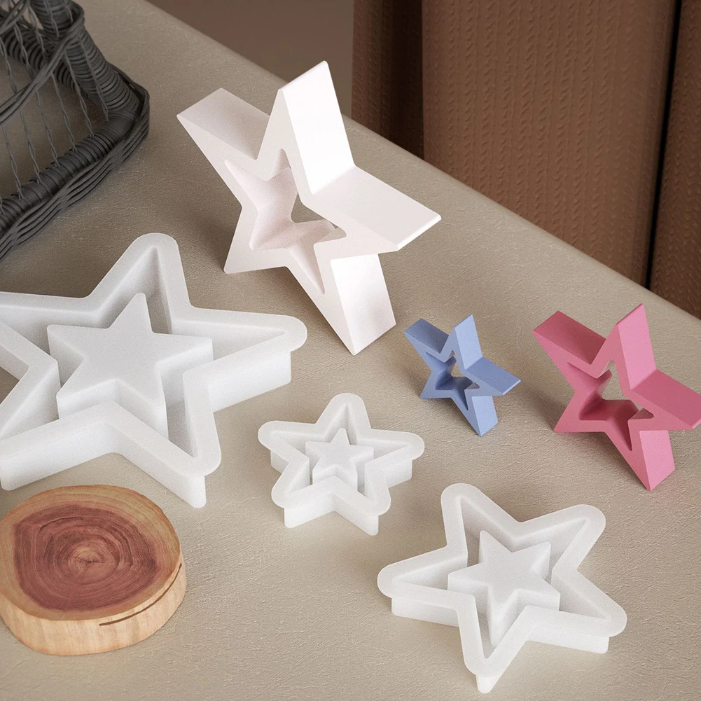 

1/3Pcs Christmas Stars Silicone Mold 3D Hollow Star Candle Mold Xmas Casting Molds DIY Home Crafts Birthday Party Decoration