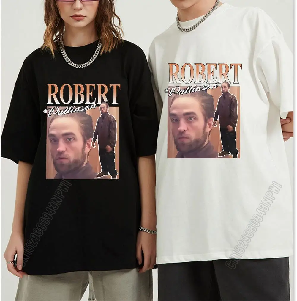 Funny Robert Pattinson Standing Meme T Shirt Men Pre-Shrunk Cotton Tee Tops Rob Tshirts Short Sleeved T-Shirt Merch