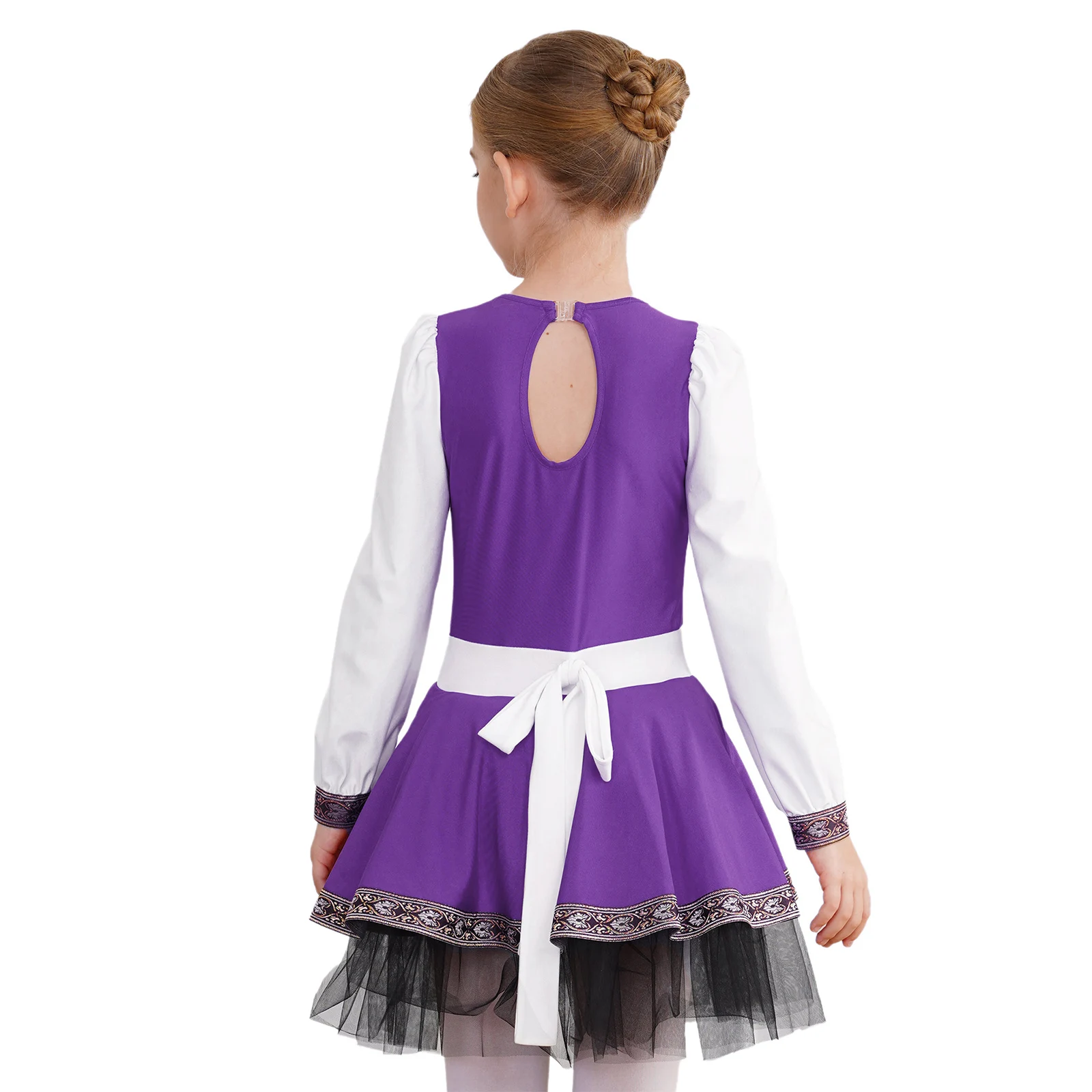 Kids Girls Medieval Renaissance Costume Long Sleeves Lace-up Gothic Retro Tutu Dress Halloween Carnival Party Cosplay Dress Up