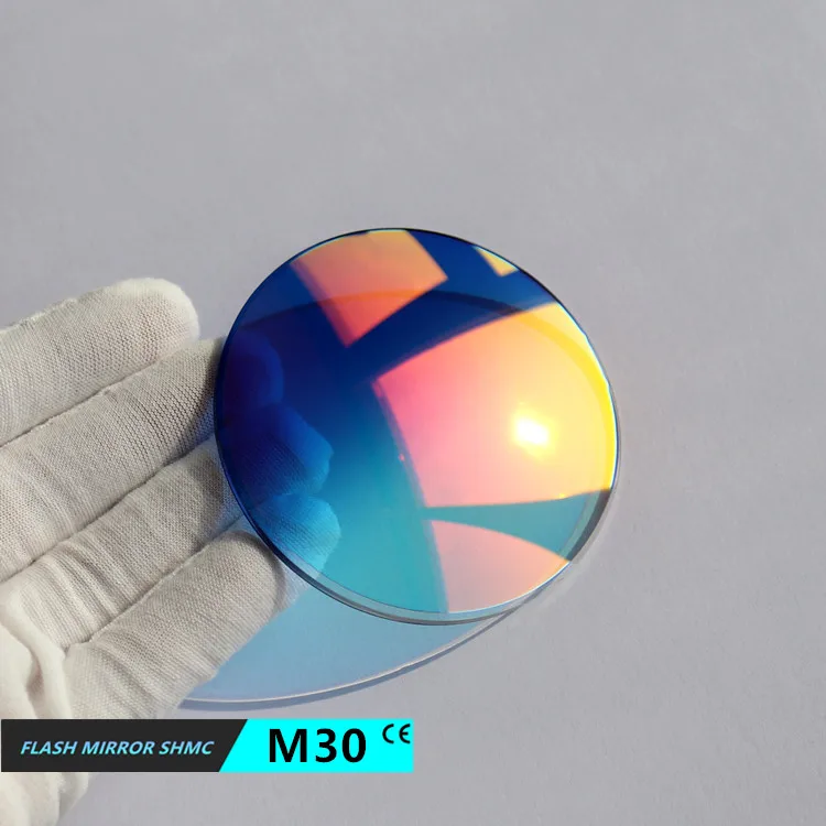 

EXIA M30 Sunglasses Lenses 1.61 MR-8 UV400 Flash Mirror Red SHMC Gradient Blue Good for Rimless Glasses Base Curve 3